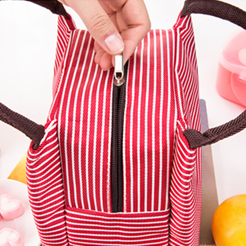 Vízálló csíkos hordozható szigetelt oxfordi szövet élelmiszer-pikniktáskák nőknek gyerekeknek férfi hűtőtáska hűtőtáska termotáska Lu