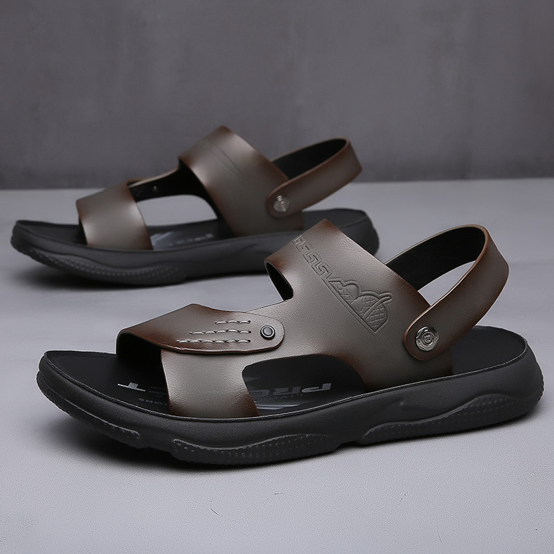 Férfi szandálok nyári új divat férfi csúszópapucsok kültéri valódi bőr csúszásmentes cipők strandszandálok utazási papucsok
