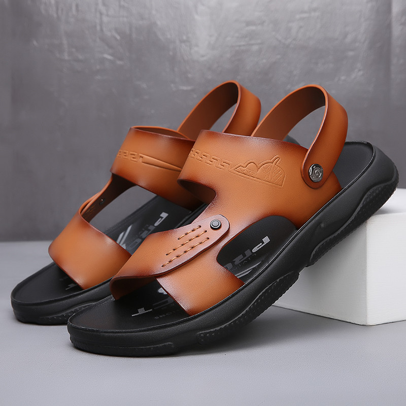 Férfi szandálok nyári új divat férfi csúszópapucsok kültéri valódi bőr csúszásmentes cipők strandszandálok utazási papucsok