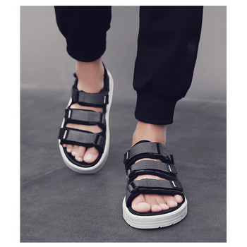 Нови мъжки обувки с отворени пръсти, модни сандали на открито, дишащи летни сандали с плоска тенденция, неплъзгащи се, удобни и удобни обувки за свободното време Sandalia