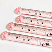 1tk Kawaii Cats küüniste sära mõõtev joonlaud, õpilaste loominguline kirjatarbed 15 cm