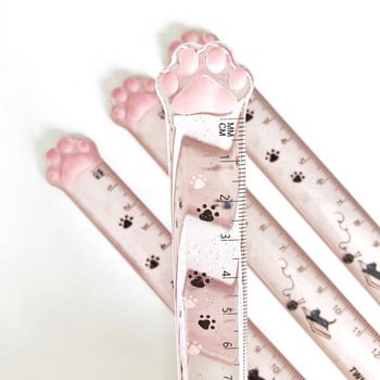 1 τμχ Kawaii Cats Claw Glitter Measuring Ruler Student Creative γραφική ύλη 15cm