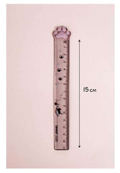 1tk Kawaii Cats küüniste sära mõõtev joonlaud, õpilaste loominguline kirjatarbed 15 cm