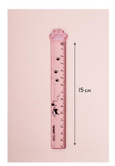 1tk Kawaii Cats küüniste sära mõõtev joonlaud, õpilaste loominguline kirjatarbed 15 cm