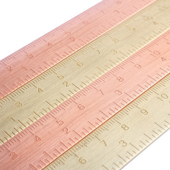 Винтидж метална месингова права линийка 15 см метална скала Измервателни инструменти Корейски канцеларски комплект за рисуване Комплект за рисуване Отметка Медна линийка