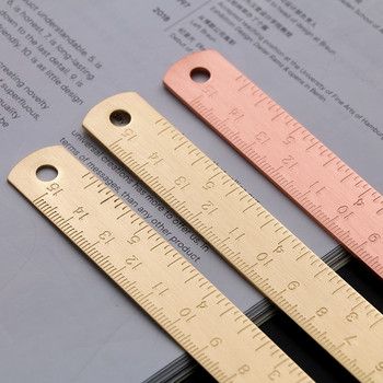 Винтидж метална месингова права линийка 15 см метална скала Измервателни инструменти Корейски канцеларски комплект за рисуване Комплект за рисуване Отметка Медна линийка
