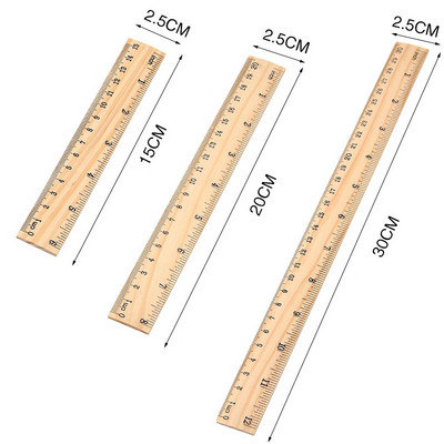 15 cm 20 cm 30 cm Drveno ravnalo Metričko pravilo Precizni dvostrani mjerni alat Uredski pribor za učenje