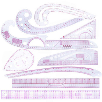 Мултифункционална пачуърк линийка Пластмасова френска извивка Линийка за шиене Измерване на шивашка линийка Изработване на облекло Огъване Линийка Инструменти