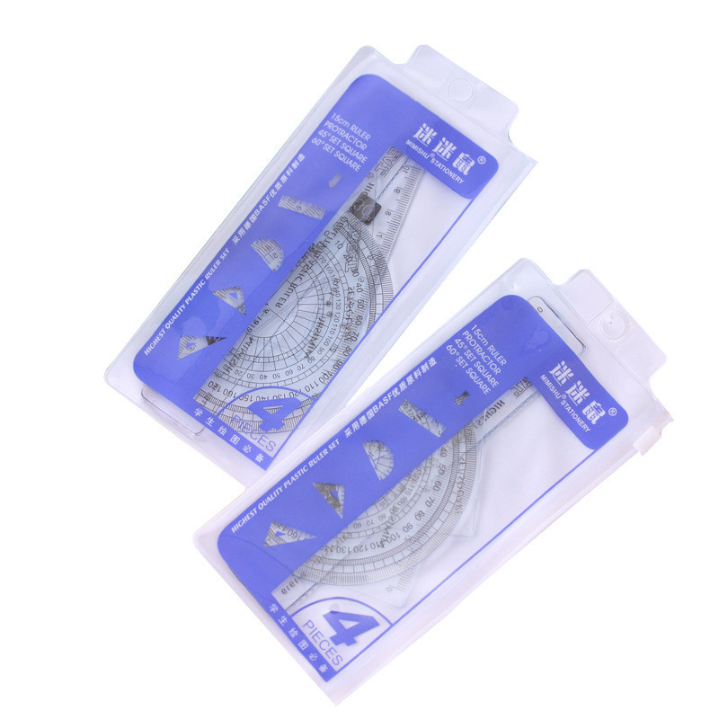 4 db/ készlet kiváló minőségű vonalzó szögmérő diák matematika geometria műanyag háromszög vonalzó szett irodai tanszerek