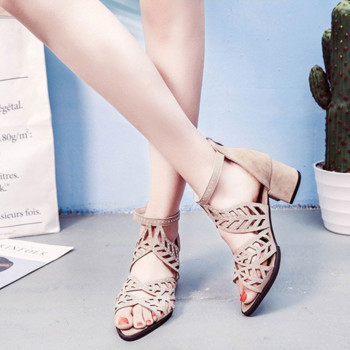 Нов стил Дамски летни сандали с цип с издълбани кристали от изкуствена кожа 2023 г. Секси дамски сандали с голям размер