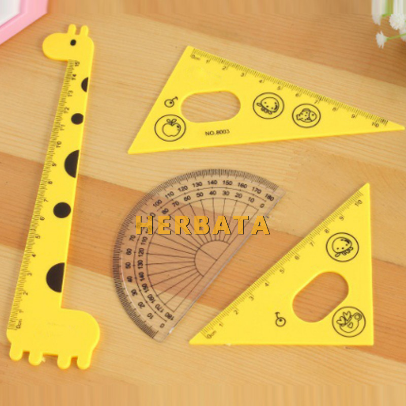 Jauns Kawaii lineālu komplekts skolas piederumi Dzīvnieki jauki skolas rīki Stacionāra radoša multfilma studenti Žirafes forma CL-1305