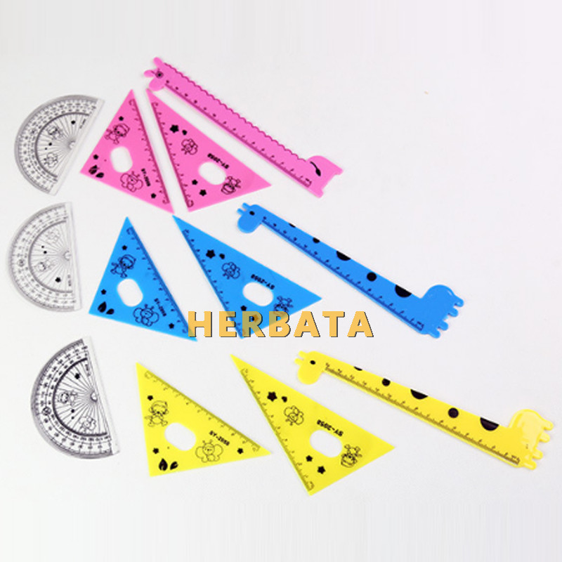 Jauns Kawaii lineālu komplekts skolas piederumi Dzīvnieki jauki skolas rīki Stacionāra radoša multfilma studenti Žirafes forma CL-1305