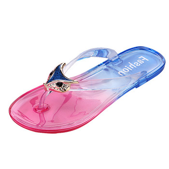 Comemore Дамски чехли Прозрачни плажни сандали Jelly Летни джапанки Дамски равни обувки Външен голям размер 41 Chaussure Femme