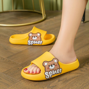 Дамски чехли с дебела платформа Летни плажни сандали с плъзгащи се меки подметки Анимационни мечки Мъжки вътрешни обувки за баня Джапанки против приплъзване