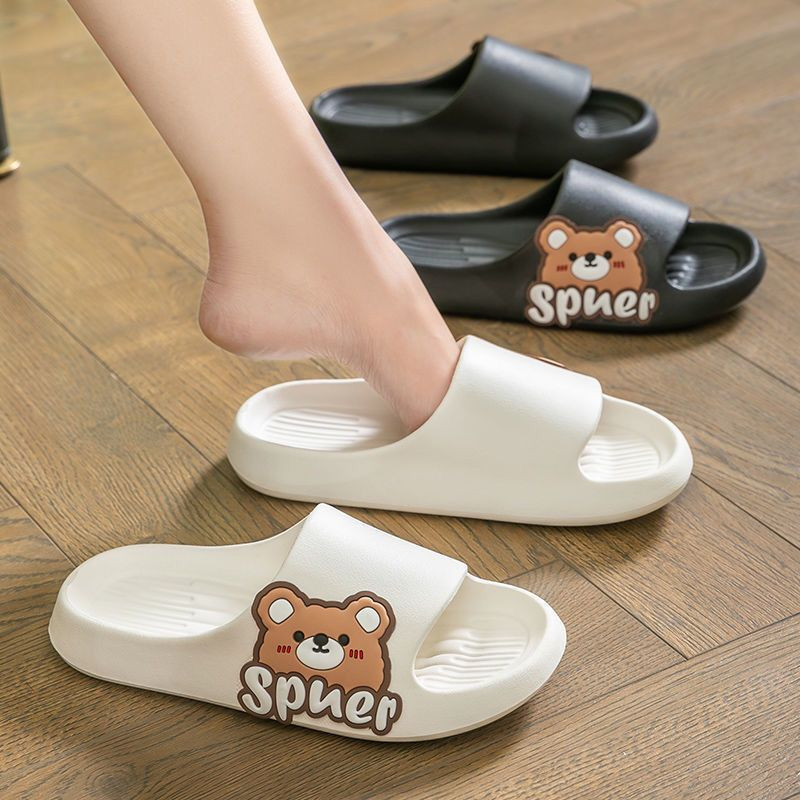 Vastag platform női papucsok nyári strandon puha talpú csúszószandálok karikatúra medve férfi beltéri fürdőszobacipők csúszásgátló papucsok