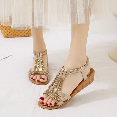Γυναικεία πέδιλα Wedge Summer Bohemia Rhinestones Casual Platform Sandals Γυναικεία Peep Toe Υπαίθρια παπούτσια παραλίας обувь женская летняя
