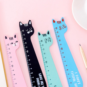 Ellen Brook 1 Piece Cat Candy Color Kawaii Stationery Cartoon Σχέδιο Δώρο Κορεατικό Σχολείο Γραφείου Γατάκι ίσιο ξύλινο χάρακα