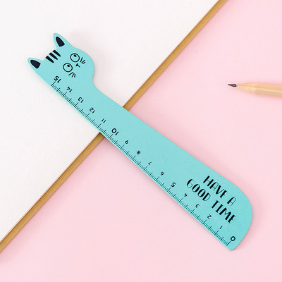 Ellen Brook 1 Piece Cat Candy Color Kawaii Stationery Cartoon Σχέδιο Δώρο Κορεατικό Σχολείο Γραφείου Γατάκι ίσιο ξύλινο χάρακα