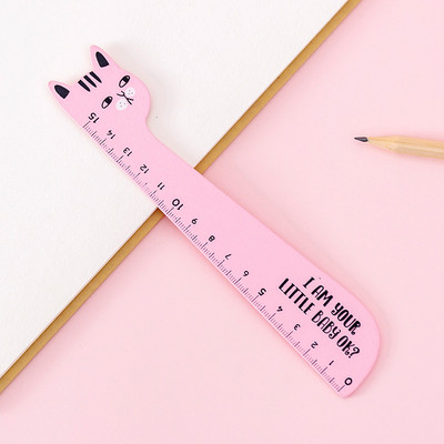 Ellen Brook 1 Piece Cat Candy Color Kawaii Stationery Cartoon Σχέδιο Δώρο Κορεατικό Σχολείο Γραφείου Γατάκι ίσιο ξύλινο χάρακα