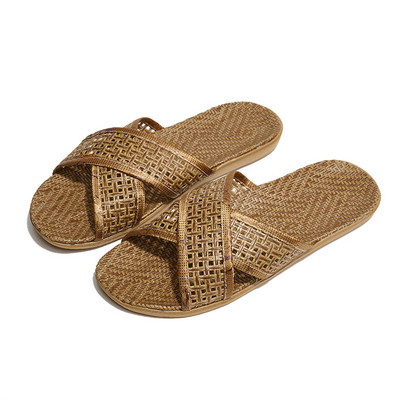 35-45 Summer Slippers Women Linen Flat Sandals Lightweight Soft Eva Non-Slip Home Indoor Casual Plus Size Women`S Slippers