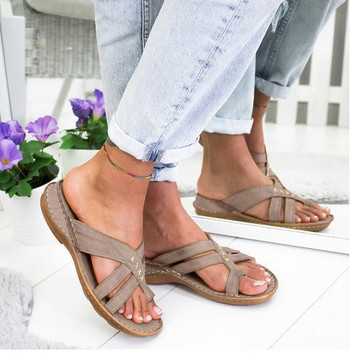 Нови дамски сандали на танкетка Ежедневни плоски обувки Дамски полиуретанови ежедневни летни обувки за жени Джапанки Дамски плажни сандали с чехли