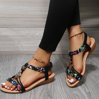 Γυναικεία πέδιλα Bohemian Wedges Καλοκαίρι 2023 Νέα σε ανοιχτά παπούτσια παραλίας με χαμηλό τακούνι σανδάλι Lady Casual Sandalias Mujer Verano