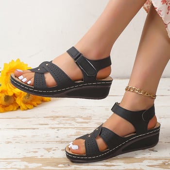 Модни дамски сандали на танкетка с голям размер Лято 2023 Ежедневни сандали на платформа Mujer Удобни нехлъзгащи се плажни обувки Дамски