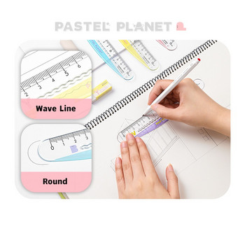 Kokuyo Pastel Planet 15cm Χάρακας Kwaii Color Wave Line Scale Straight Liner Rule School School Gift F7295