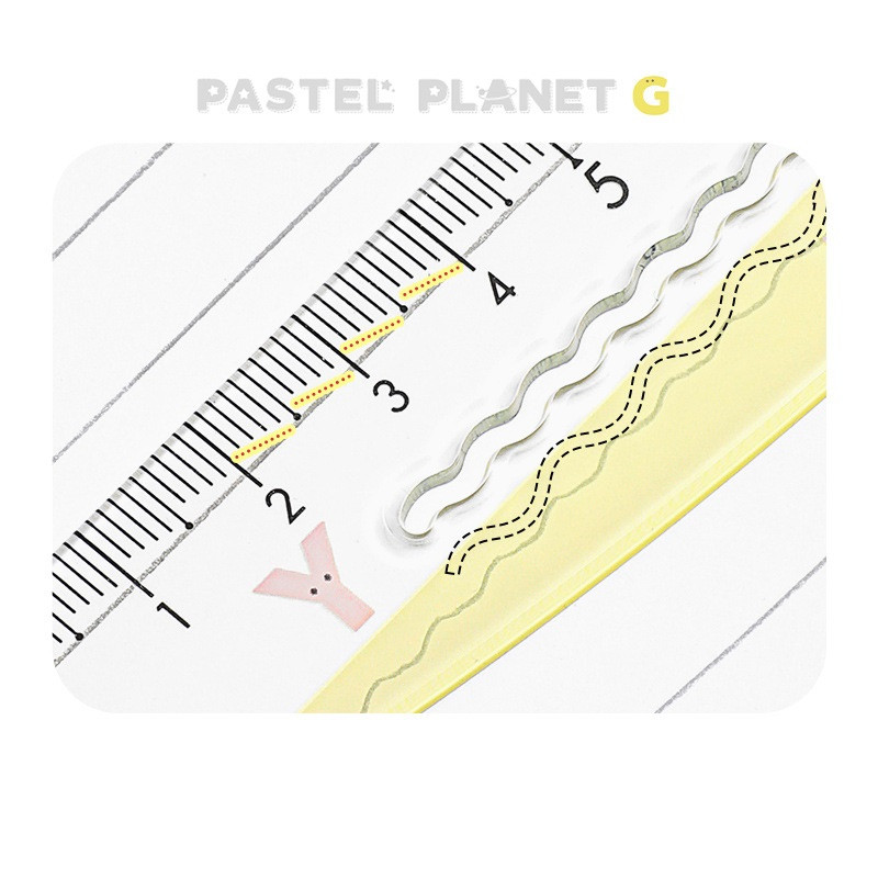 Kokuyo pasztellbolygó 15 cm-es vonalzó Kwaii színes hullámvonal skála egyenes vonalzó szabály irodai iskolai ajándék F7295