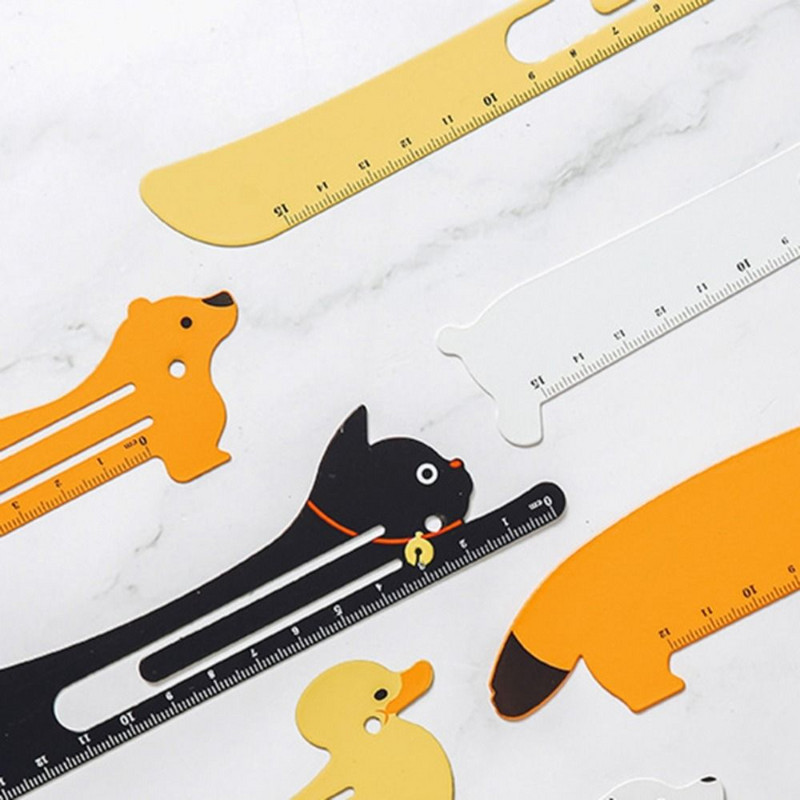 1 db állat alakú rajzfilm hajlítható fém könyvjelző vonalzó könyvtartó klip mérőskálával rajzeszköz iskolai kellékek
