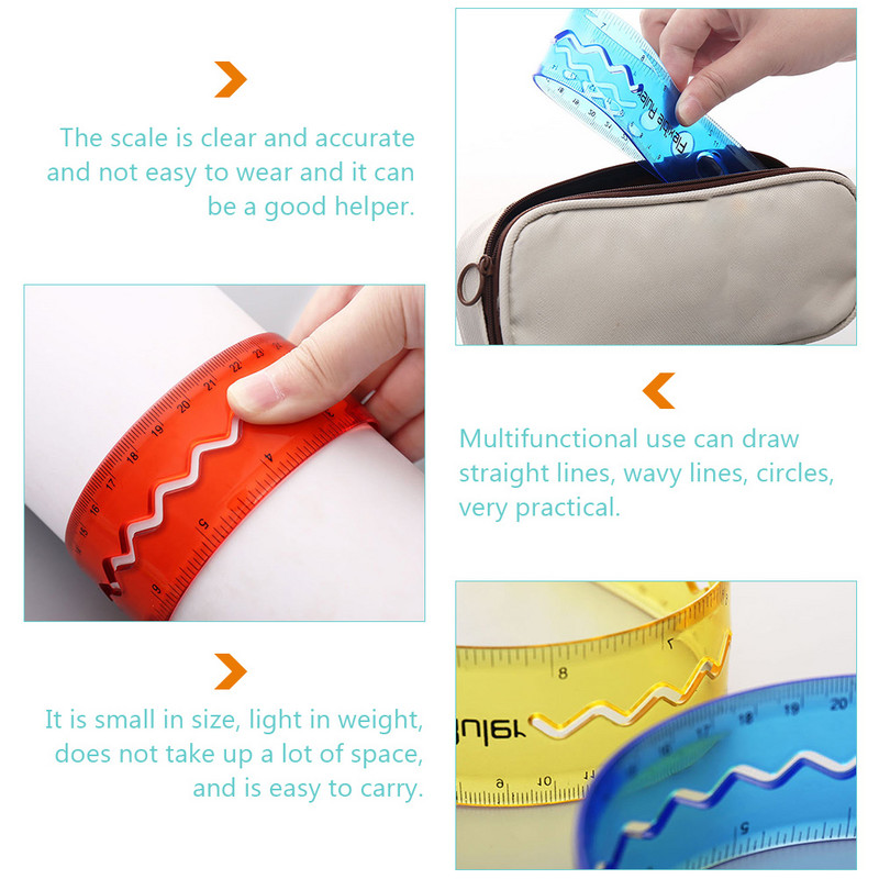 4 db Hajlítható vonalzó Hordozható, rugalmas tanulók tartozék háztartási átlátszó kellék puha műanyag gyermek