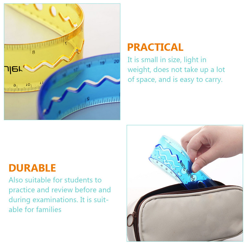 4 db Hajlítható vonalzó Hordozható, rugalmas tanulók tartozék háztartási átlátszó kellék puha műanyag gyermek