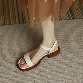 2023 Летни дамски сандали с ниски токчета Елементарни офис дамски ежедневни обувки за открито Дамски лаконични