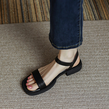 2023 Летни дамски сандали с ниски токчета Елементарни офис дамски ежедневни обувки за открито Дамски лаконични