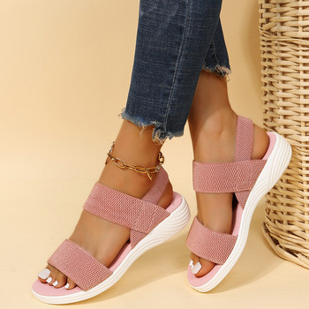 2023 Дамски летни модни сандали Мрежести ежедневни спортни сандали с рибна уста Големи размери Летящи тъкани плоски обувки Sandalias Mujer