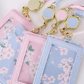 Κάτοχος κάρτας Kawaii Sakura Κορδόνι φωτογραφικών καρτών Κάτοχος επαγγελματικής κάρτας Φορητή θήκη για κάρτες Κορεατικά είδη γραφείου