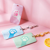 Ins Cat Paw Lanyard Κάτοχος κάρτας Kawaii Badge Roel Nurse Name Tag Κάτοχος σήματος Κάλυμμα κάρτας ταυτότητας Κορεατικά επιστολόχαρτα Είδη γραφείου