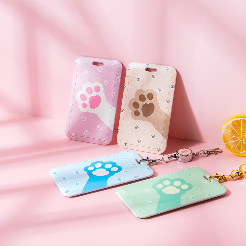 Ins Cat Paw zsinór kártyatartó Kawaii jelvény orsó Nővér névcímke Jelvénytartó személyi igazolvány borítója Koreai írószer irodaszerek