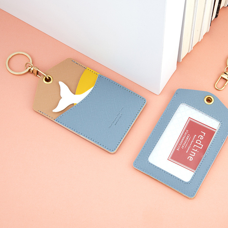 Kawaii bőr kártyatartó Aranyos rajzfilm hitelkártya tartó Hordozható kulcstartó kártyatartó tok Csomagtartó Címke csecsebecse iroda