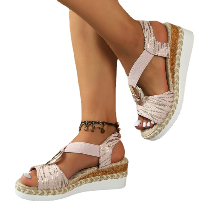 Női cipők 2023-as akciós, rugalmas szalagos női szandálok nyári Rome Wedge strandszandálok női platform alkalmi nagy méretű szandálok