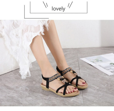 Γυναικεία Μόδα Flat Flower Rhinestone Σανδάλια Open Toe Outdoor Wear Σανδάλια παραλίας Πολυτελή σανδάλια Γυναικεία παπούτσια σχεδιαστών μεγάλο μέγεθος