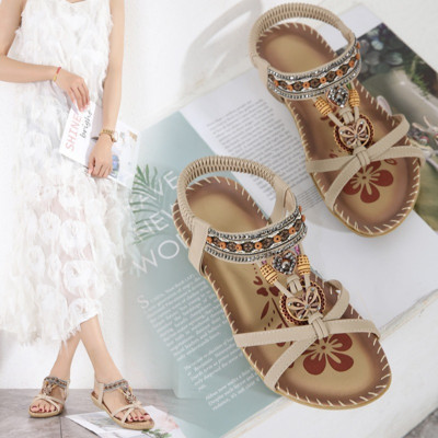 Γυναικεία Μόδα Flat Flower Rhinestone Σανδάλια Open Toe Outdoor Wear Σανδάλια παραλίας Πολυτελή σανδάλια Γυναικεία παπούτσια σχεδιαστών μεγάλο μέγεθος
