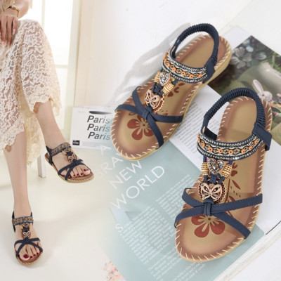 Γυναικεία Μόδα Flat Flower Rhinestone Σανδάλια Open Toe Outdoor Wear Σανδάλια παραλίας Πολυτελή σανδάλια Γυναικεία παπούτσια σχεδιαστών μεγάλο μέγεθος