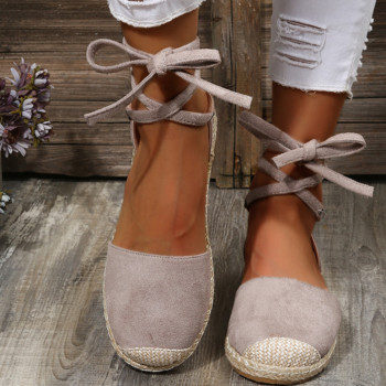 Плюс размер 43 Дамски обувки Еспадрили с каишка за глезена Римски сандали Дамски обувки с плоско конопено въже Удобни летни дамски сандали 2022 г.