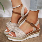 Espadrilles Wedge πέδιλα για γυναίκες Καλοκαιρινά Peep Toe Αντιολισθητικά παπούτσια Gladiator Γυναικεία Μόδα Παπιγιόν Πλατφόρμα Sandalias Mujer 2023