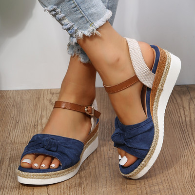 Espadrilles Wedge πέδιλα για γυναίκες Καλοκαιρινά Peep Toe Αντιολισθητικά παπούτσια Gladiator Γυναικεία Μόδα Παπιγιόν Πλατφόρμα Sandalias Mujer 2023