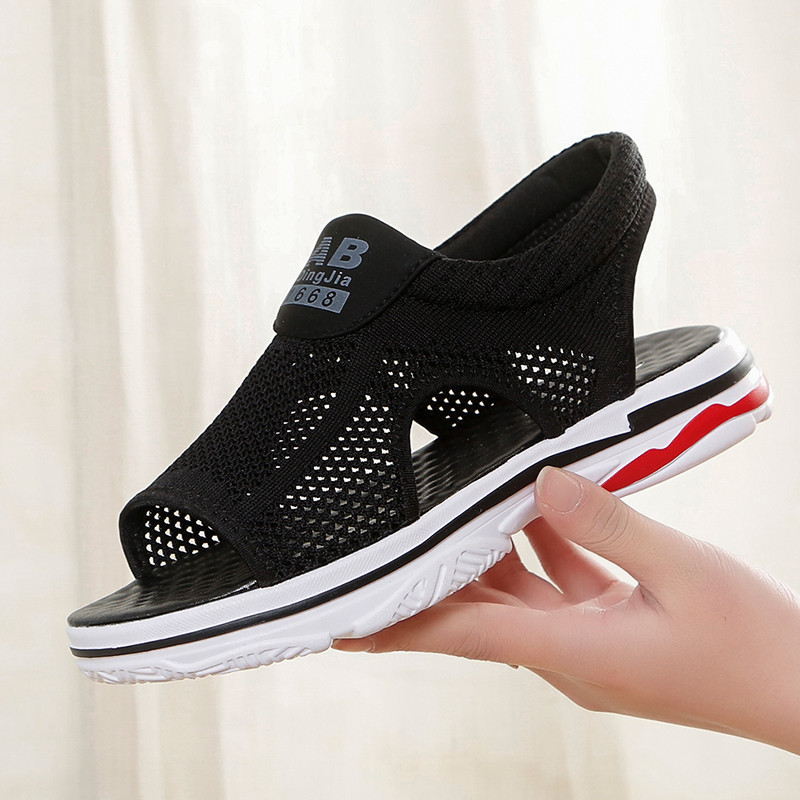 Sportszandálok Női Nyári Új hálós alkalmi szőtt női cipők Lapos üreges tanulói puha aljú halszandál B42