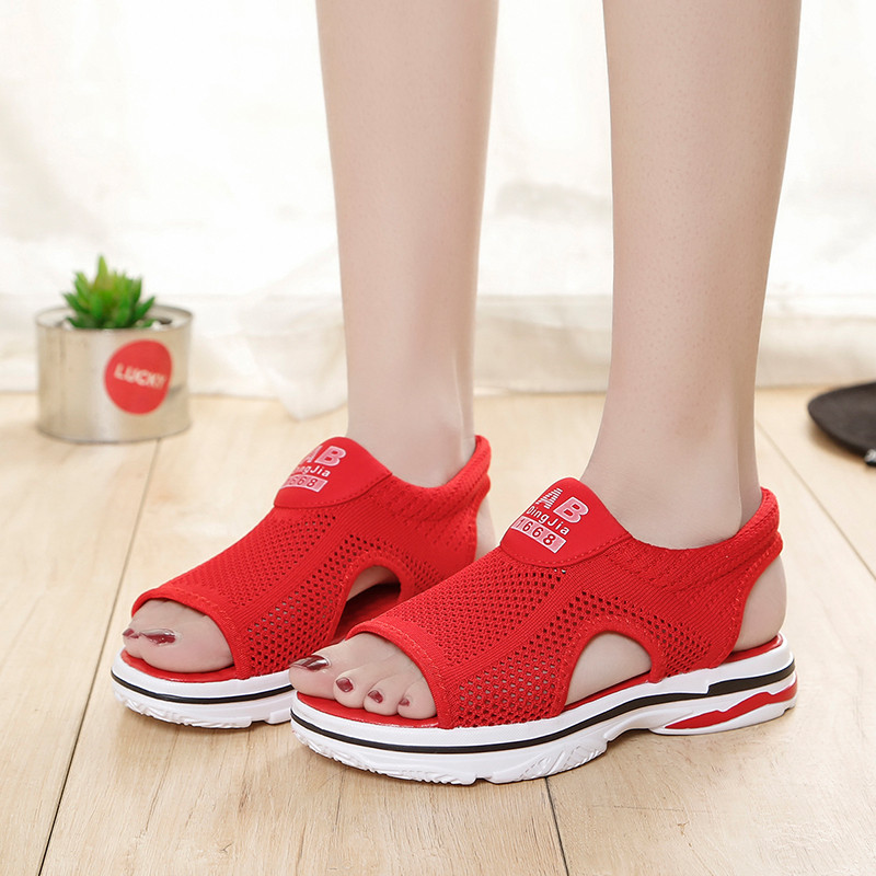 Sportszandálok Női Nyári Új hálós alkalmi szőtt női cipők Lapos üreges tanulói puha aljú halszandál B42