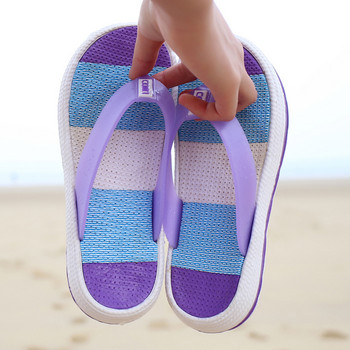 Дамски чехли Летни ежедневни плажни чехли Rainbow Джапанки Обувки Дебела подметка Плоска мемори пяна Дамски чехли zapatos para mujer