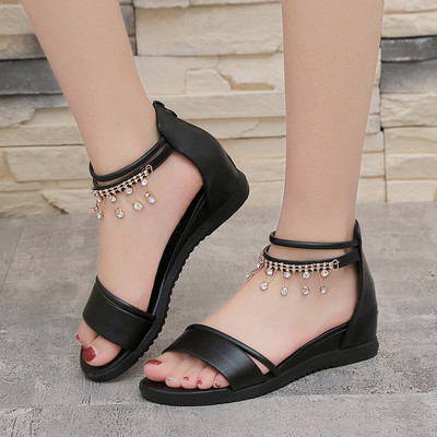 2023 καλοκαιρινά γυναικεία σανδάλια zapatillas mujer wedge sandalias γυναικείο φερμουάρ μασίφ Κρυστάλλινο φερμουάρ παπούτσια gladiator